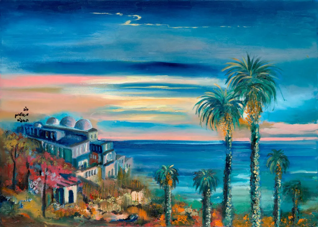 יצירה נוגעת לנשמה המציגה את טבריה העתיקה בשעת דמדומים קסומה, כאשר אור השקיעה מתנגן עם גוני הכחול העמוקים של ים כנרת. האמן תופס רגע נצחי של שלווה ישראלית, שבו השמיים מתכסים בפלטה עדינה של ורוד, צהוב וכחול טורקיז המתמזגים בהרמוניה מושלמת.